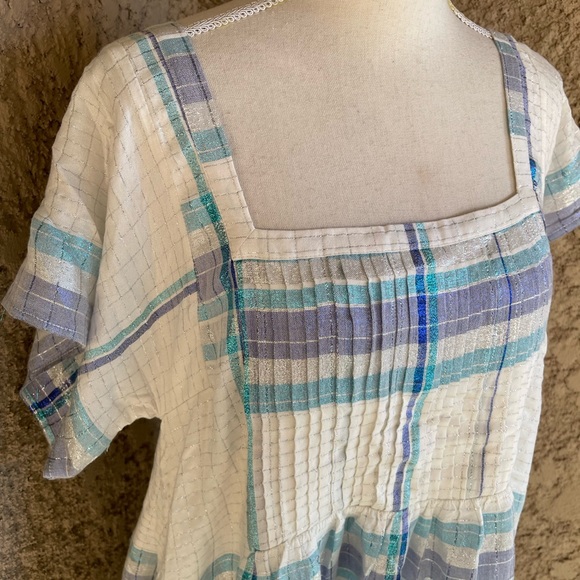 Free People Plaid and Shimmery Loose and Flowy Mini Dress - Picture 4 of 10